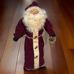 VTG Primitive Santa Claus Doll Handmade Original Saint Nicholas 9 1/4" H